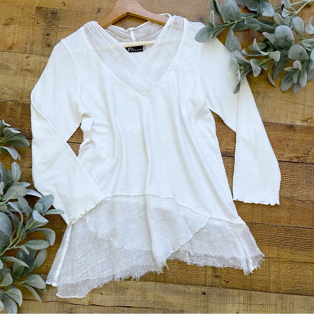 Blouse Beautiful Cotton Linen Flowy Blouse by Fenini